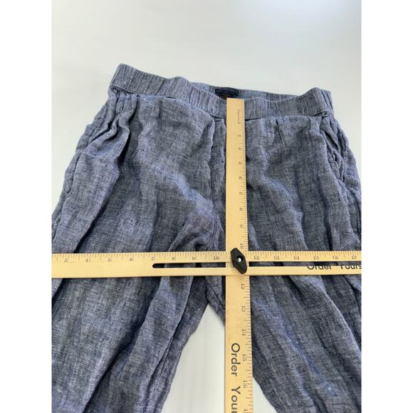 Rachel Roy Pants Womens Large Blue Cropped Ankle Mid Rise‎ Linen - Picture 5 of 6